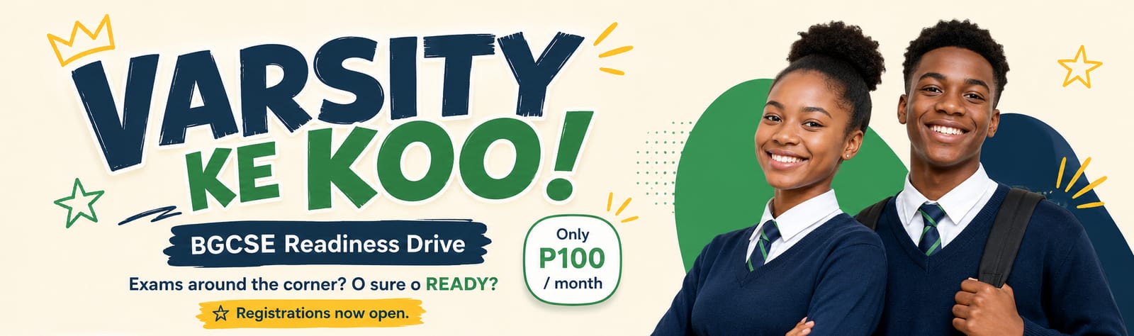 Varsity Ke Koo BGCSE Readiness Drive registration banner