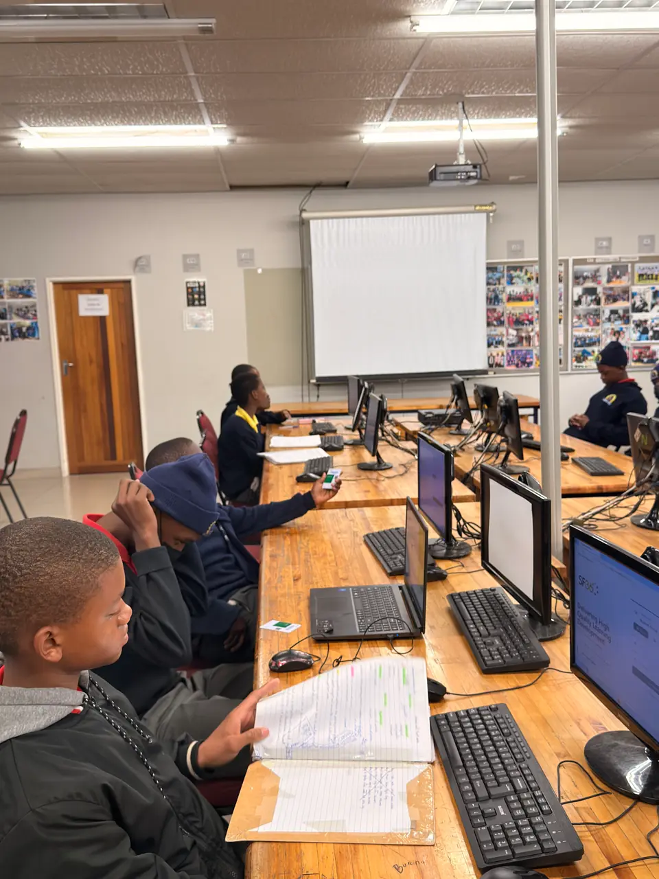 Students completing a digital academic activity